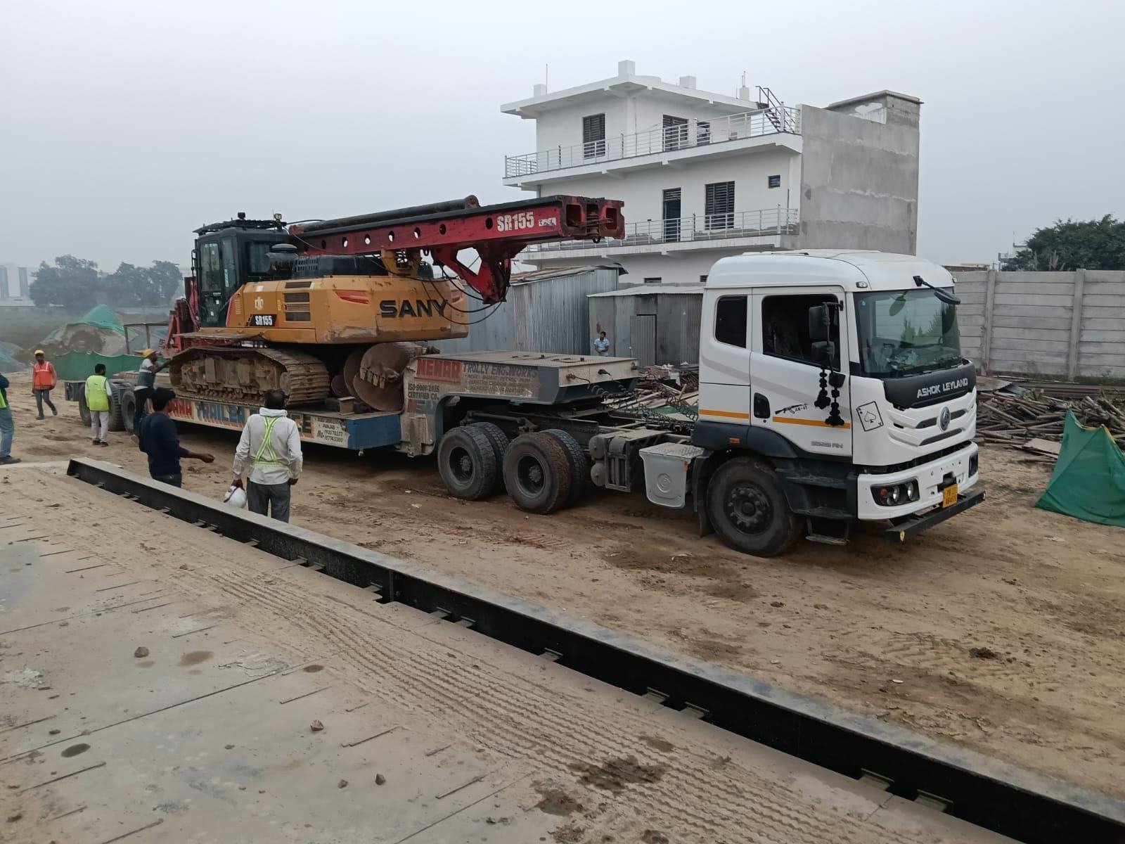 Heavy machinery loaded on Haryana trailer