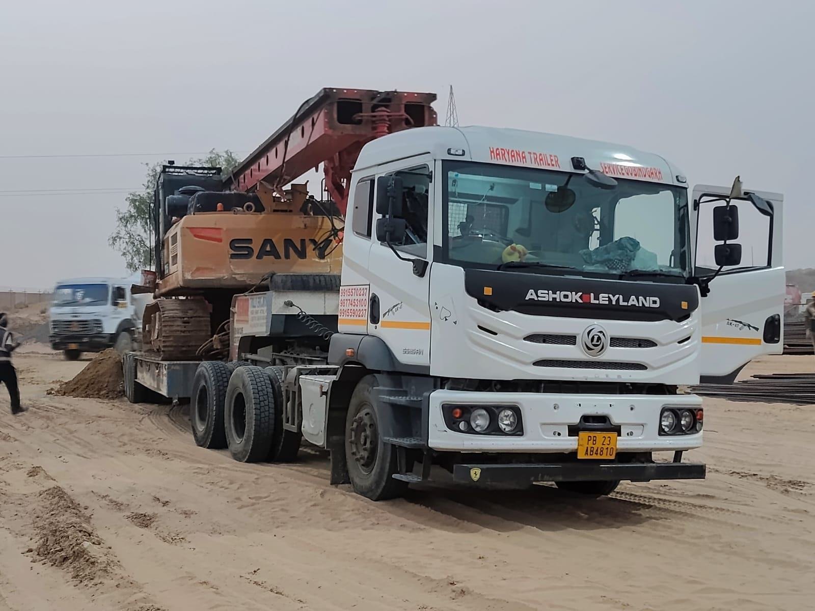 Haryana Trailer Service truck transporting crane